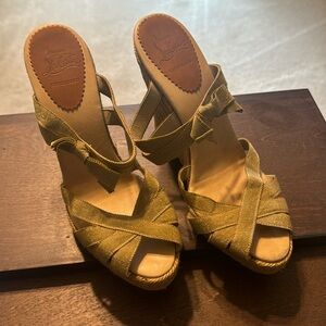 Louboutin Gold Sparkle Wedge